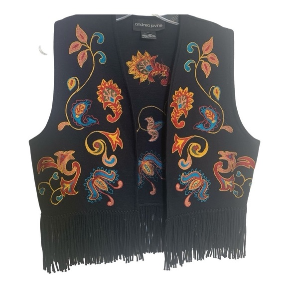 Andrea Jovine Jackets & Blazers - Andrea Jovine Women's Vintage Wool Vest with Ornate Embroidery Size L